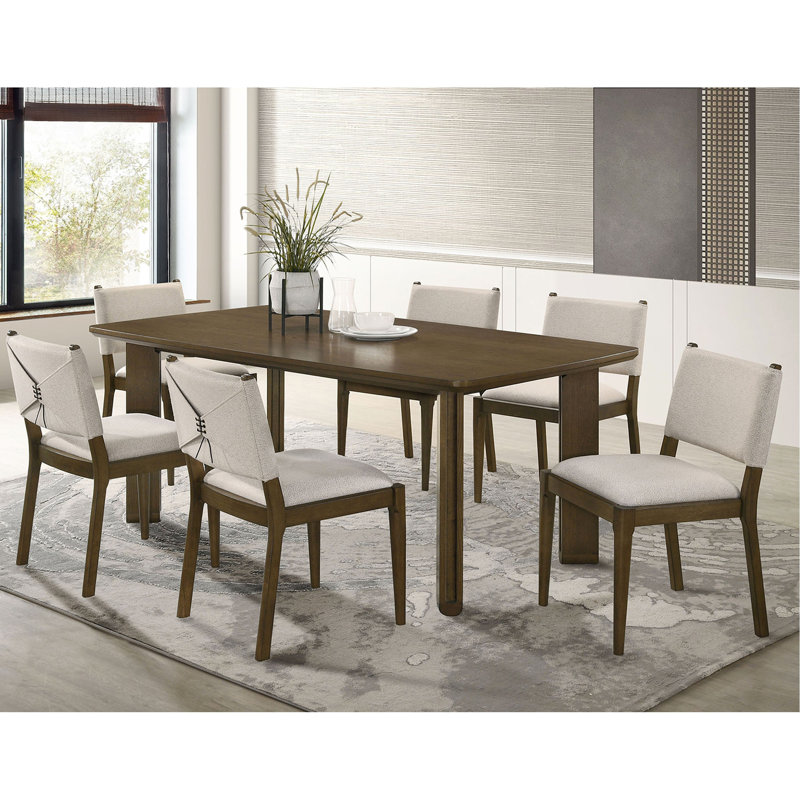 Crispin Brown 7-piece Rectangular Wood Dining Room Table Set