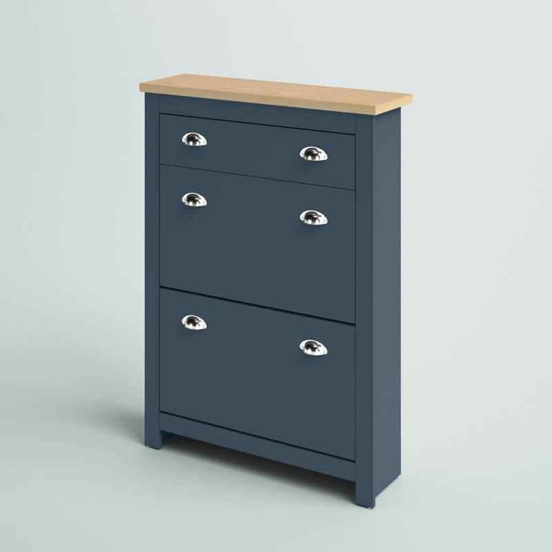 Renningers 12 Pair Shoe Storage Cabinet, Blue