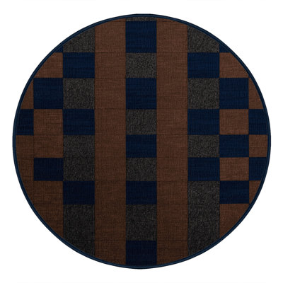 Machine Washable Checkered Blue Area Rug