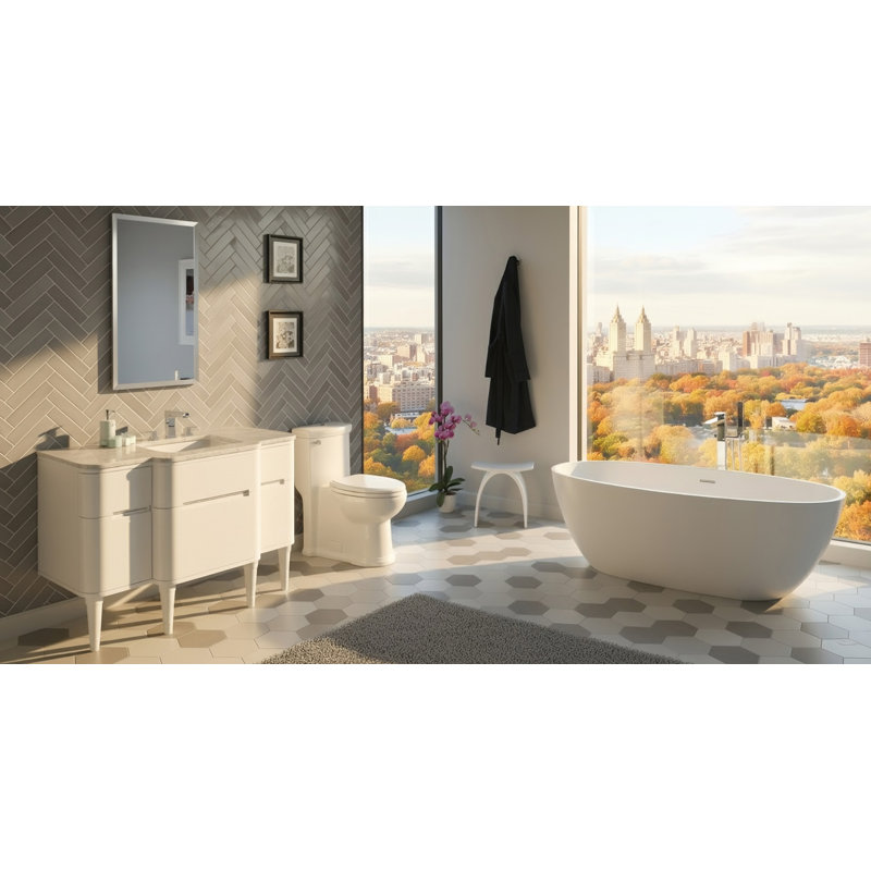 Eleganza 63.12'' L Freestanding Soaking Bathtub, Matte White
