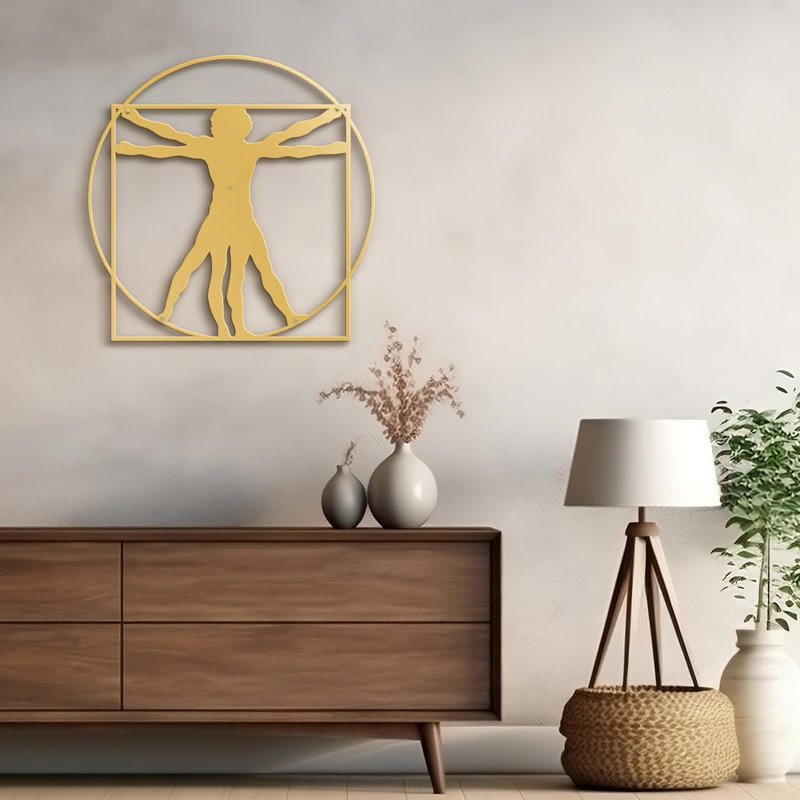 Décoration murale en métal, H 18 po x l 18 po x P 0,05 po, Or