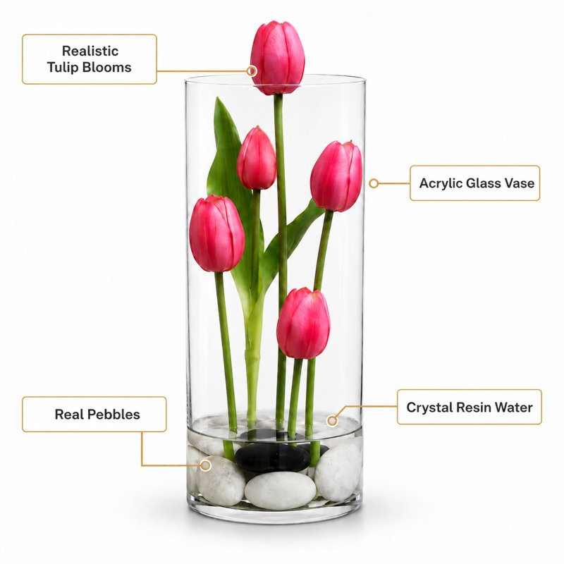 Arrangement de tulipes artificielles dans un vase
