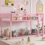 Lit superposé bas simple au-dessus d'un lit simple, lit superposé au sol avec échelle, fabrication en bois massif pour enfants et adolescents, conception compacte et peu encombrante (sans matelas)-132915816