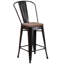 Tabouret de bar ou de comptoir en métal Marian avec dossier et siège en bois Marian-2101696487-2101696441-2127243145