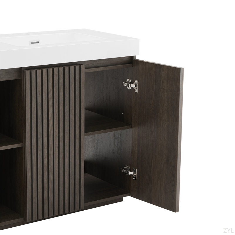 Meuble-lavabo autoportant en chêne fumé GALAN60F
