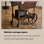 Chariot de service incurvé en chêne de 91,5 cm (36,02 po) incurvé avec plateau pliable