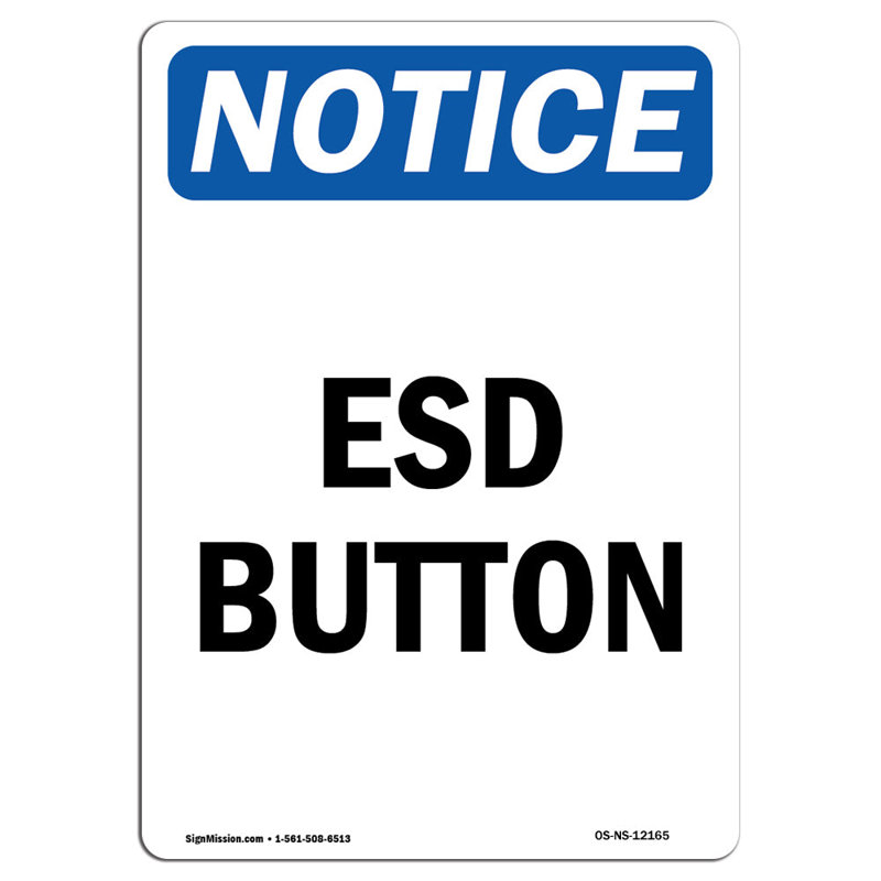 ESD Button Aluminum Sign 12 x 18