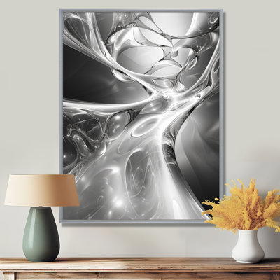 Grey Black Abstract Steel Serenade II - Abstract Print Wall Art