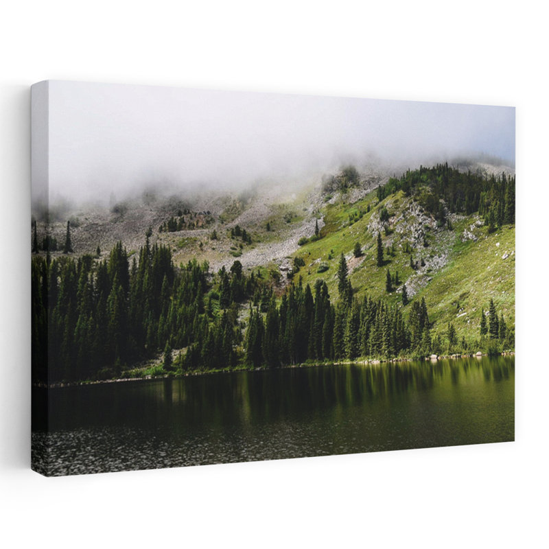 Contemporary Art Peaceful Rustic Serene Fir Pine Forest Landscape Wall Art by Del Mundo Portraits - Wrapped Canvas Print