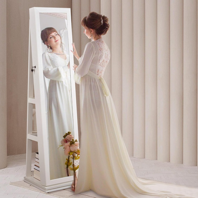 Armoire à bijoux autoportante de 15,75 po de large Gwendelyn, Blanc