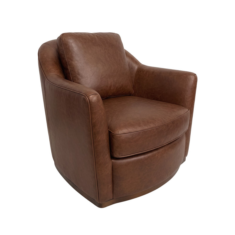 Fauteuil demi-tonneau Farel, Dark Brown Leather, Dark Brown