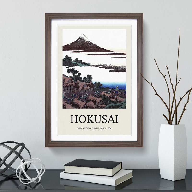 Dawn At Isawa In Kai Province by Katsushika Hokusai - Single Picture Frame Print, Walnut Framed, 48cm H x 36cm W x 2cm D