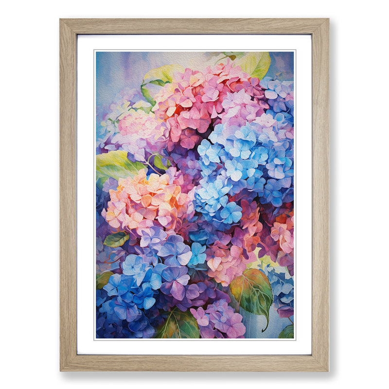 Hydrangea Action No.2 - Framed Print, Oak , 64cm H x 46cm W x 2cm D