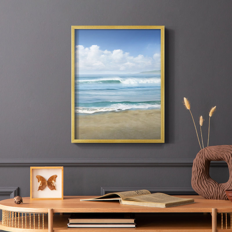 Timeless Waves Framed Print - Solid Wood, Gold, 14" H x 11" W