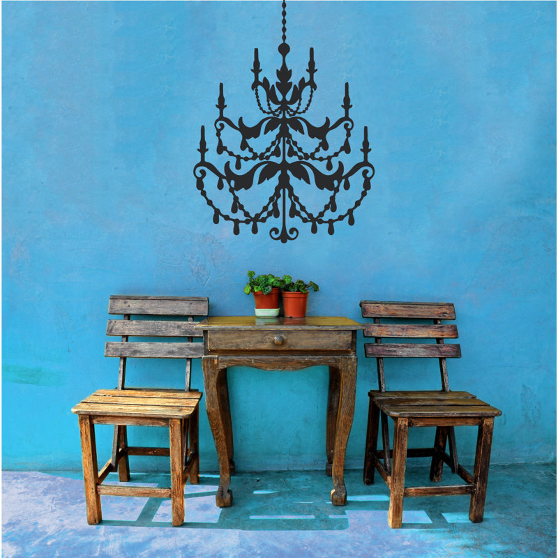 Décalcomanie murale lustre française, Noir, H 24 po x l 16 po x P 0,01 po