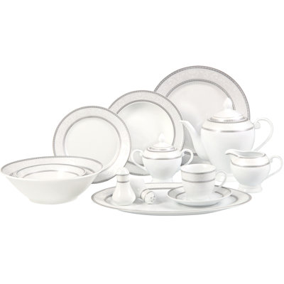 57 Piece Porcelain China Dinnerware Set - Service for 8