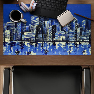 City in blue - 14.00"x24.25" Desk mat