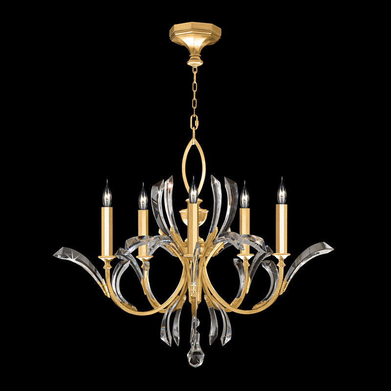 Lustre rond biseauté 36 po, Feuille d'or