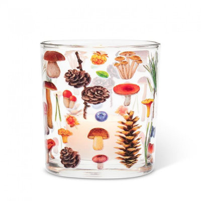 Bougeoir votif champignon et pommes de pin