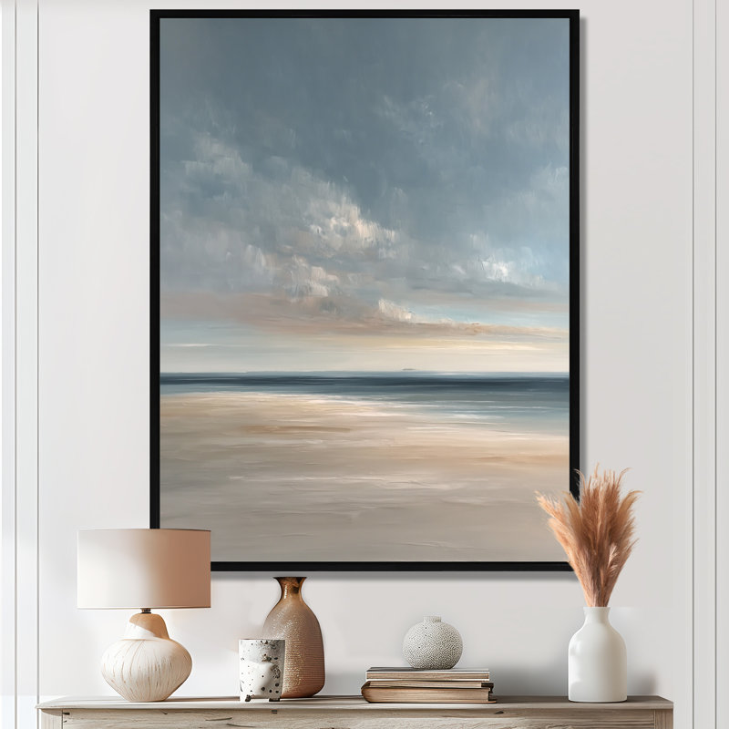 Coucher de soleil doré, impression sur toile encadrée, art côtier brun, H 20 po x l 12 po, Reproduction avec cadre flottant