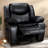 Set of 2 Faux Leather 360° Swivel Rocker Recliner Chairs, Overstuffed Manual Adjustable Reclining Single Sofa with Side Storage Pocket, Ergonomic Lounge Chairs for Living Room Bedroom Home Theater-105706615