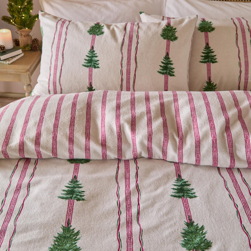 Spruce Stripe Cotton Striped Duvet Cover Set, King Size Bed(230x220cm) Duvet Cover+2Pillowcases
