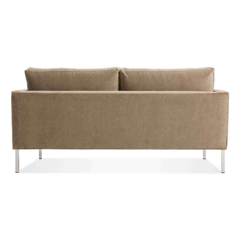 Paramount Loveseat, Otter Velvet Velvet, Stainless Steel