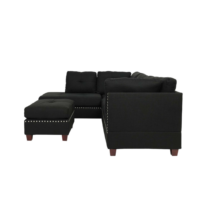 Canapé modulaire réversible en polyfibre avec repose-pieds