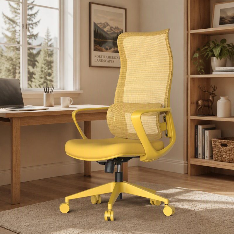 Fauteuil de bureau ergonomique et coloré 350LBS Home Office Mesh, Yellow