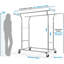 Heavy Duty Clothes Rail, Extendable Hanging Rack with Lockable Wheels