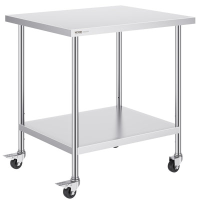 Chariot de cuisine roulant avec plateau en acier inoxydable