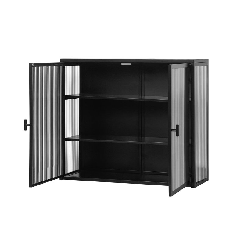 Armoire de salle de bain murale en acier Borrello, Noir