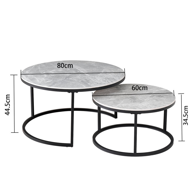 Coffee Table, 45cm H x 80cm L x 80cm W, Grey, Black