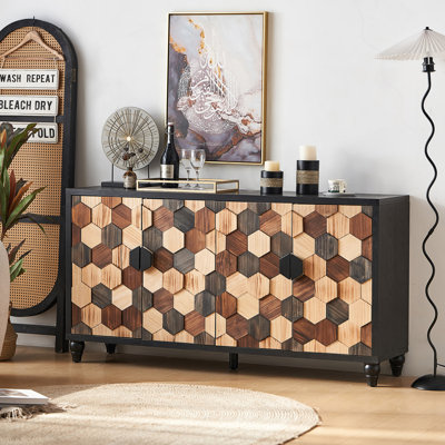 Armoire de rangement vieillie avec motif nid d'abeille