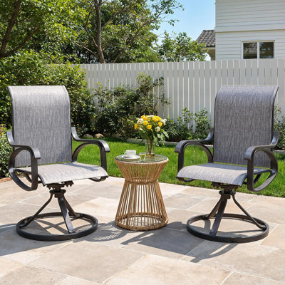 Patio Swivel Rocker Chair Set of 2 All-Weather Outdoor Chairs -Light Gray