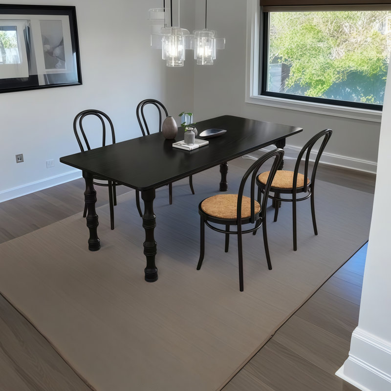 Black Rectangular Solid Wood Dining Table, 29.5" H x 63" L x 27.6" W