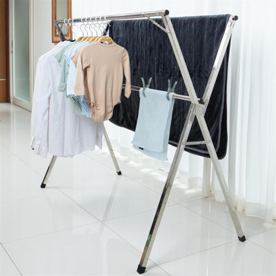 Foldable Clothes Drying Rack With Wheels - 95", 20 Clips Included