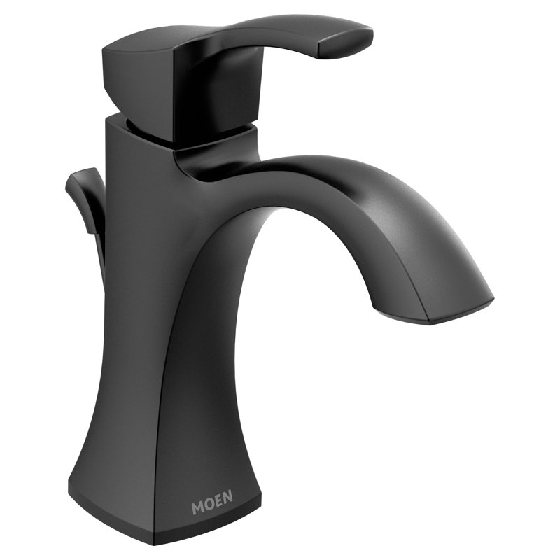 Robinet de salle de bain monotrou avec drain Moen Voss, Noir mat