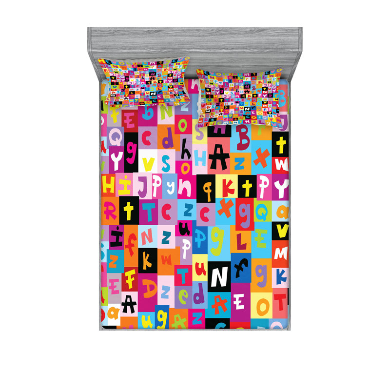 Multicolore drap-housse et coussin décoratif Ambesonne, Ensemble de draps pour très grand lit californien