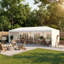 Pavillon de jardin de 10 pi x 30 pi de luxe, élégant abri pour banquet de mariage et de réception avec 5 panneaux latéraux détachables