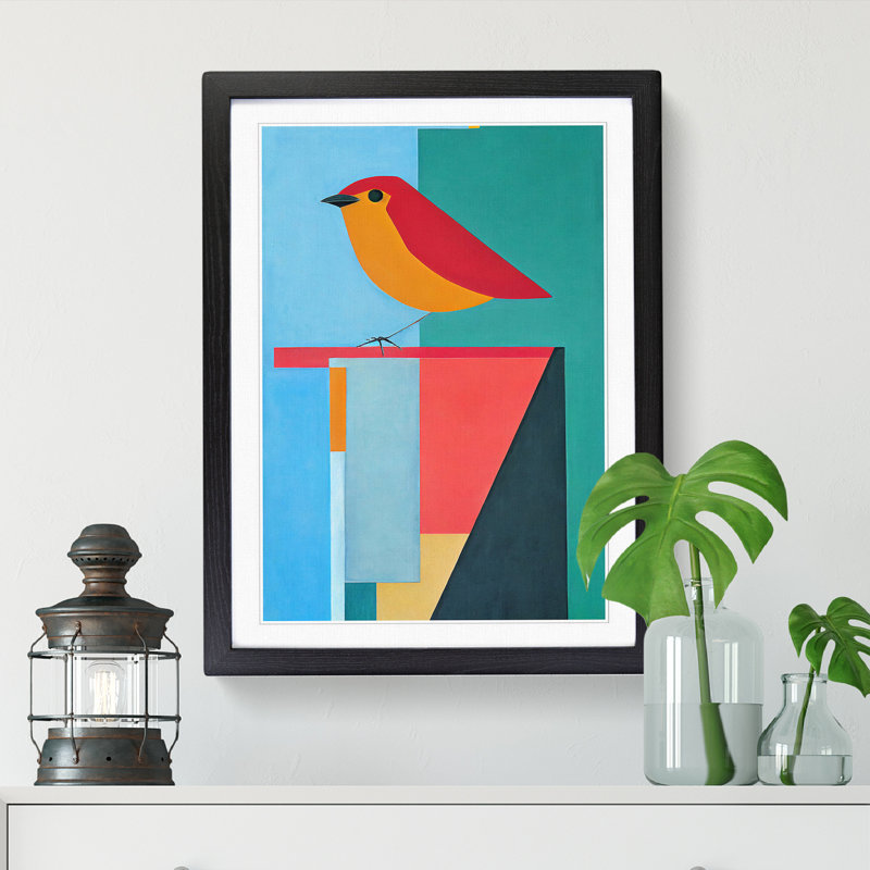 Anneros Robin Bird Abstract Vol.8 1 Piece Wall Art, 64cm H x 46cm W x 2cm D, Oak