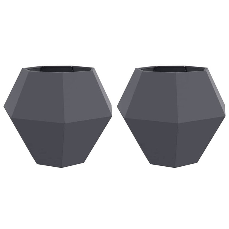 Planter 2 Pcs Steel, 80cm H x 100cm W x 100cm D, Anthracite