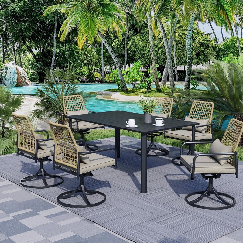 Outdoor Swivel Dining Chairs With Cushion (Set Of 2)