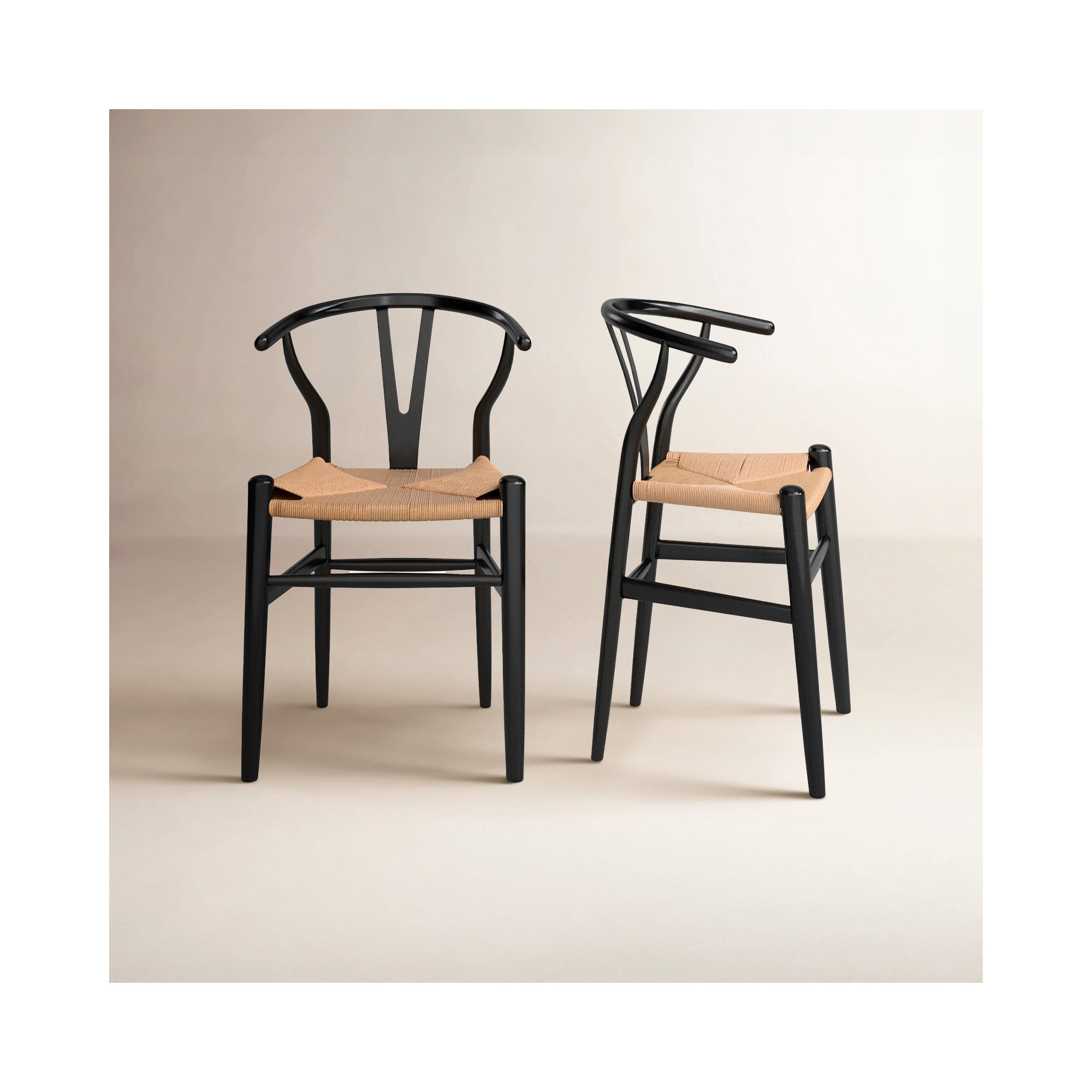 Albarado Solid Wood Side Chair, Black/Natural