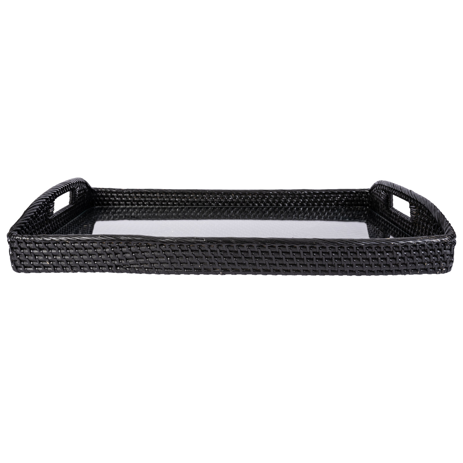 Rectangular Tray with Glass Insert, Tudor Black, 17" W x 12" D x 1" H