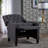 Classic Dark Grey Fabric Push Back Chair With Riveted Armrests And Birch Wood Legs, Perfect For Comfort And Style