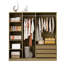Armoire de rangement en bois sans porte pour salle de séjour avec tablettes et 3 tiroirs, nature-1371051217