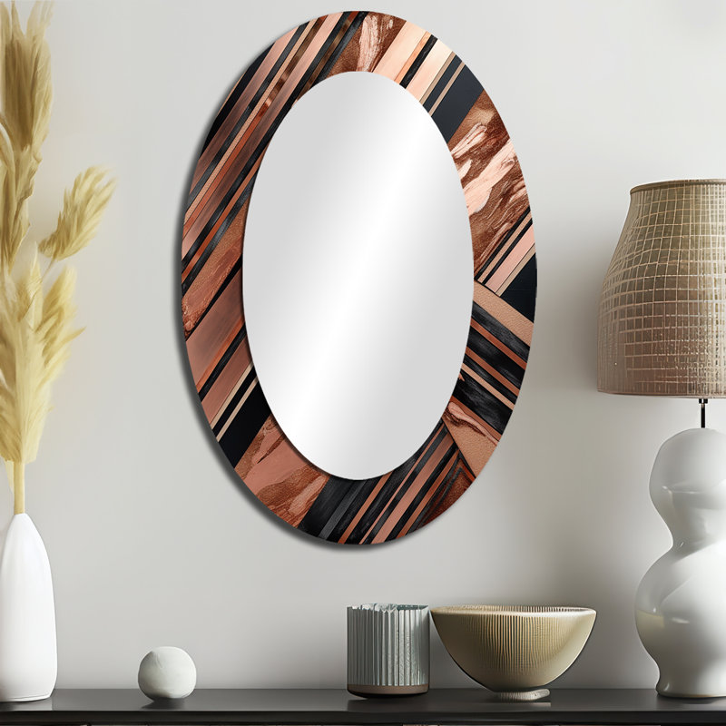Miroir mural ovale sur métal doré, 36 po x 24 po