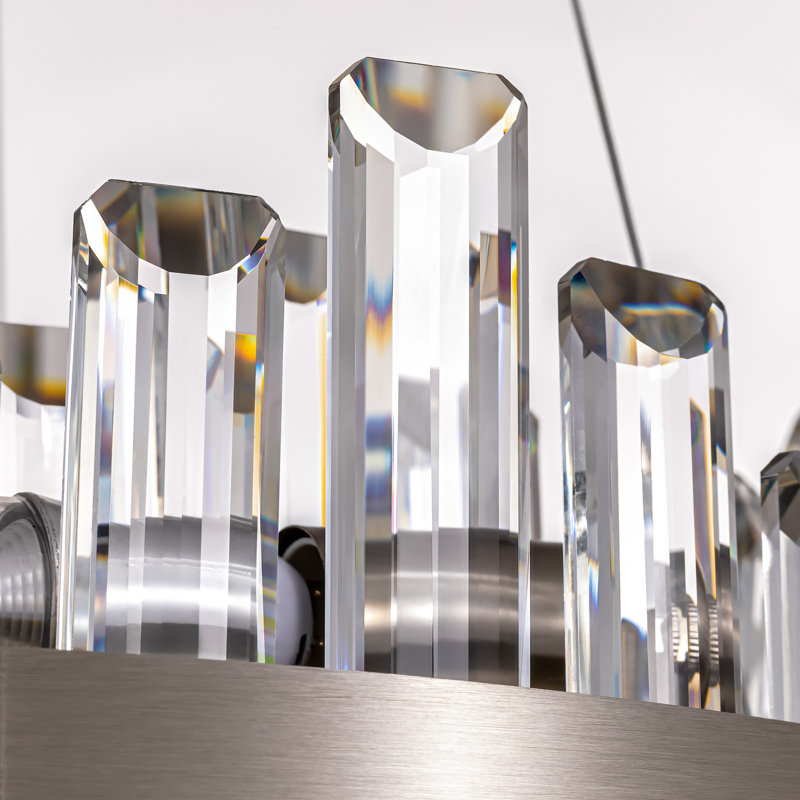 Lustre en cristal Marais, H 9,8 po x l 19,7 po x P 19,7 po, Nickel brossé