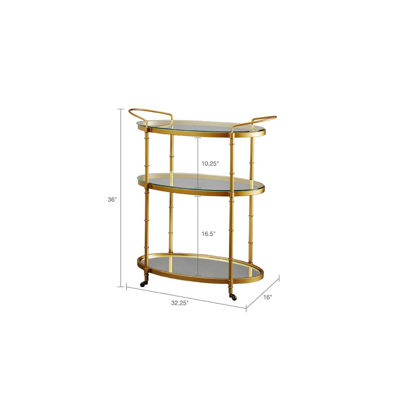 Chariot-bar à 2 tablettes avec tablettes élisabel